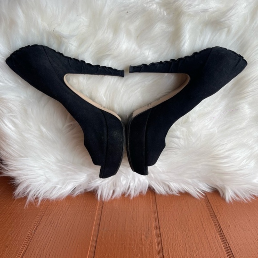 Miu Miu Black Suede Open Toe Platform Heels | Siz… - image 5